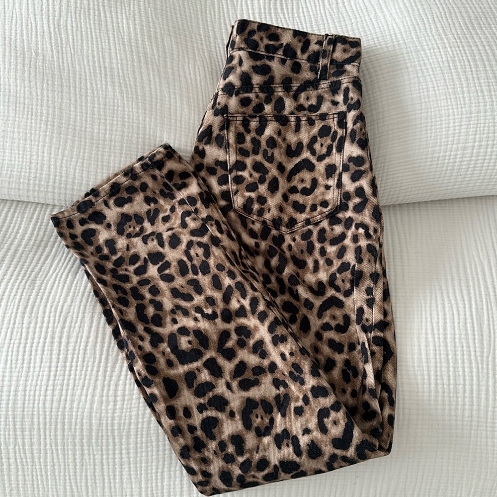 Reformation Leopard Print Straight Leg Pants